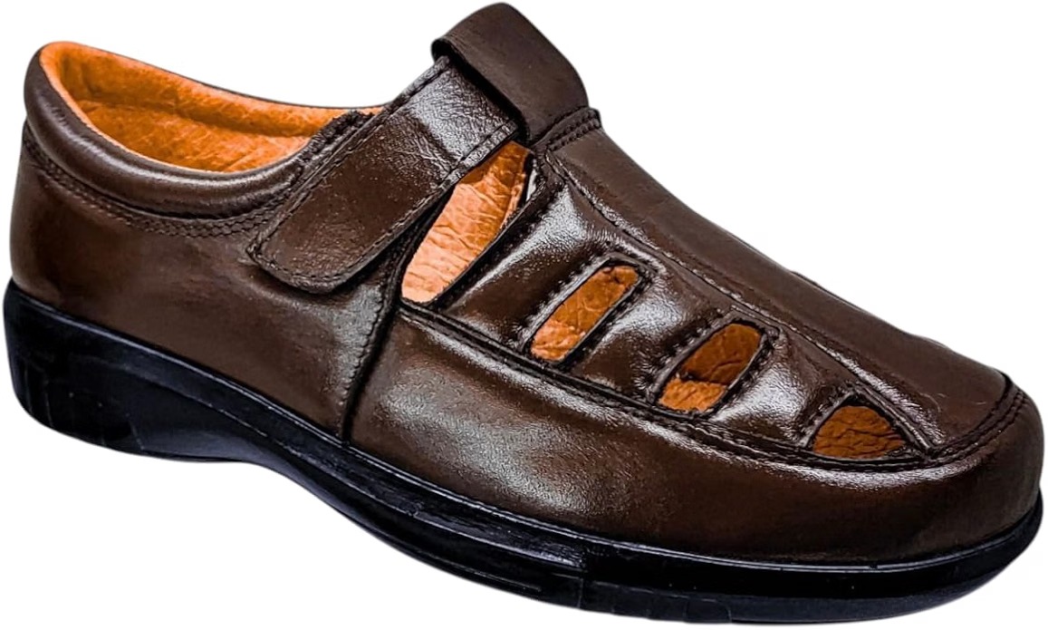 Huarache ENCO de piel de borrego para hombre | ajuste casual 5 Huarache ENCO FOOTWEAR café de piel de borrego para hombre